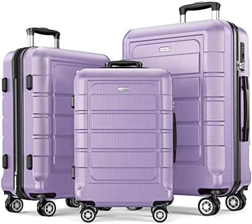 SHOWKOO Luggage Sets Expandable PC+ABS Durable Suitcase Double Wheels