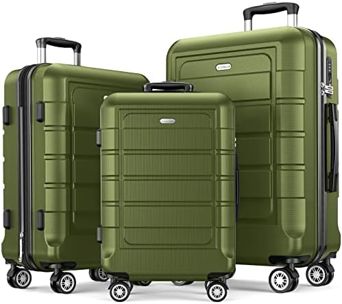 SHOWKOO Luggage Sets Expandable PC+ABS Durable Suitcase Double Wheels