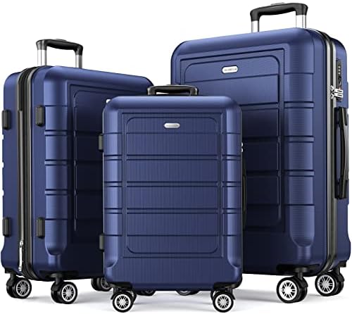 SHOWKOO Luggage Sets Expandable PC+ABS Durable Suitcase Double Wheels