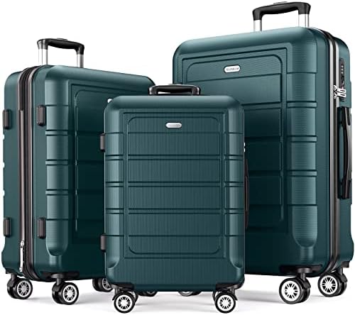 SHOWKOO Luggage Sets Expandable PC+ABS Durable Suitcase Double Wheels