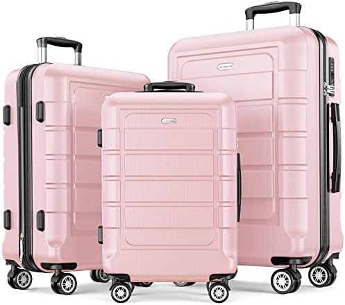 SHOWKOO Luggage Sets Expandable PC+ABS Durable Suitcase Double Wheels
