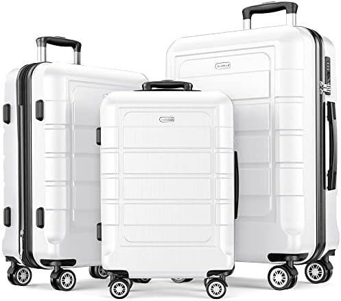 SHOWKOO Luggage Sets Expandable PC+ABS Durable Suitcase Double Wheels