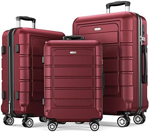 SHOWKOO Luggage Sets Expandable PC+ABS Durable Suitcase Double Wheels
