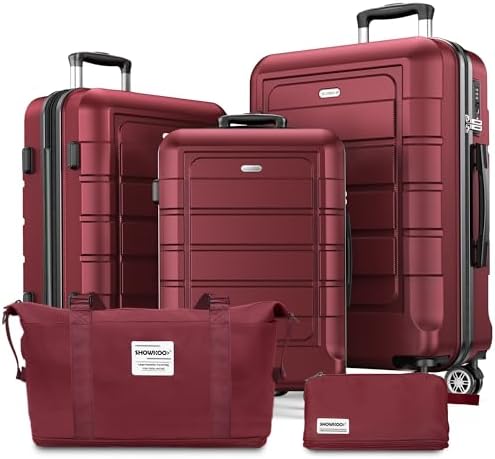SHOWKOO Luggage Sets Expandable PC+ABS Durable Suitcase Double Wheels