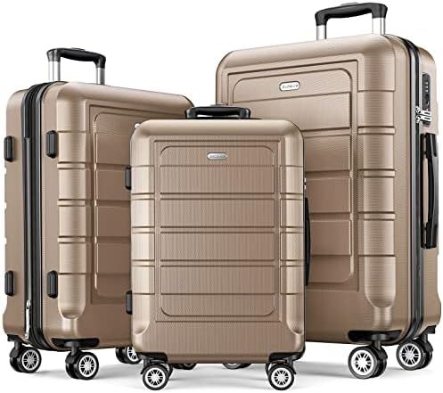SHOWKOO Luggage Sets Expandable PC+ABS Durable Suitcase Double Wheels