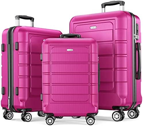 SHOWKOO Luggage Sets Expandable PC+ABS Durable Suitcase Double Wheels
